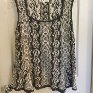 CAbi Gray and Cream Peplum Sweater Size XL